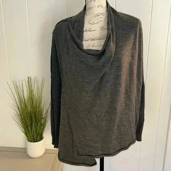 All Saints Sweaters - All Saints Gray Drina Wrap Cardigan 100% Wool size 10 Natural Fibers